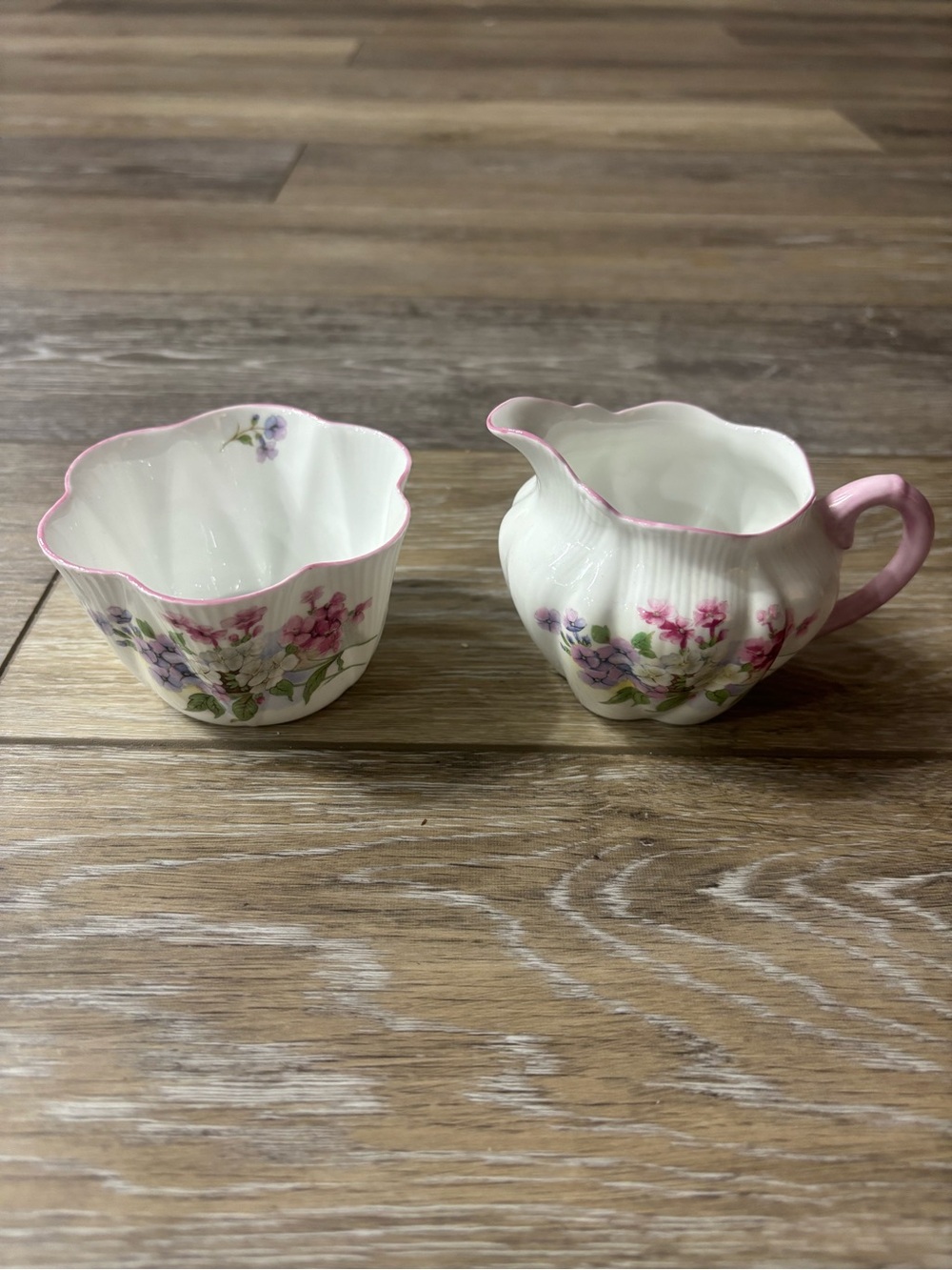 Shelley Stocks Sugar Bowl & Creamer #13428 Dainty England Vintage Cottagecore